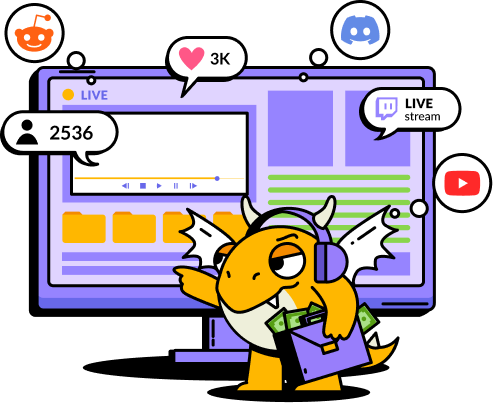 Eldorado mascot pointing at a monitor